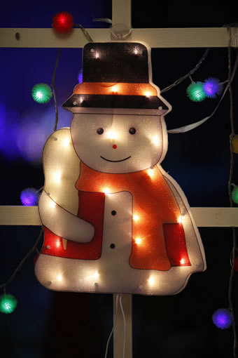 FY-60607 ieftin Crăciun om de zăpadă fereastră lampa bec